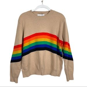 Young Fabulous & Broke Rainbow Sweater S/M Tan